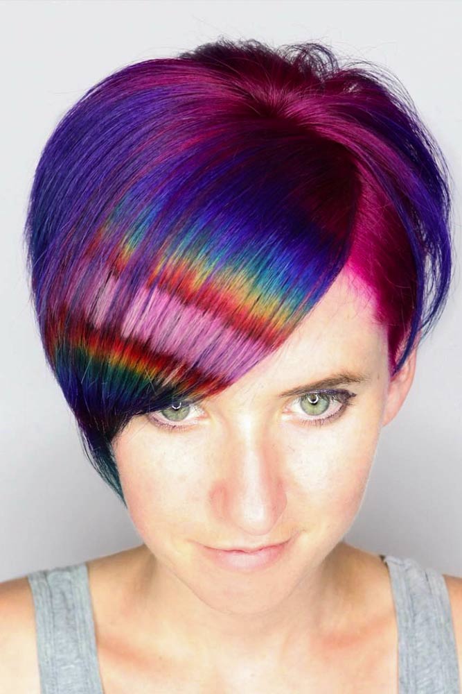 Short Mermaid Hair With Rainbow Colors #rainbowhair