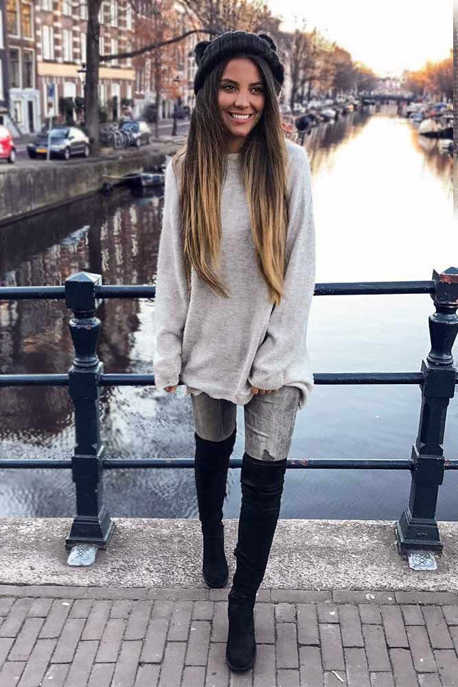 Long Grey Sweater With Jeans #casualoutfits #greysweater