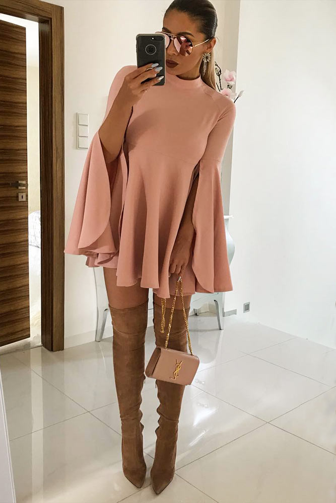 Pair Nude Boots With A Nude Pink Dress #pinkdress