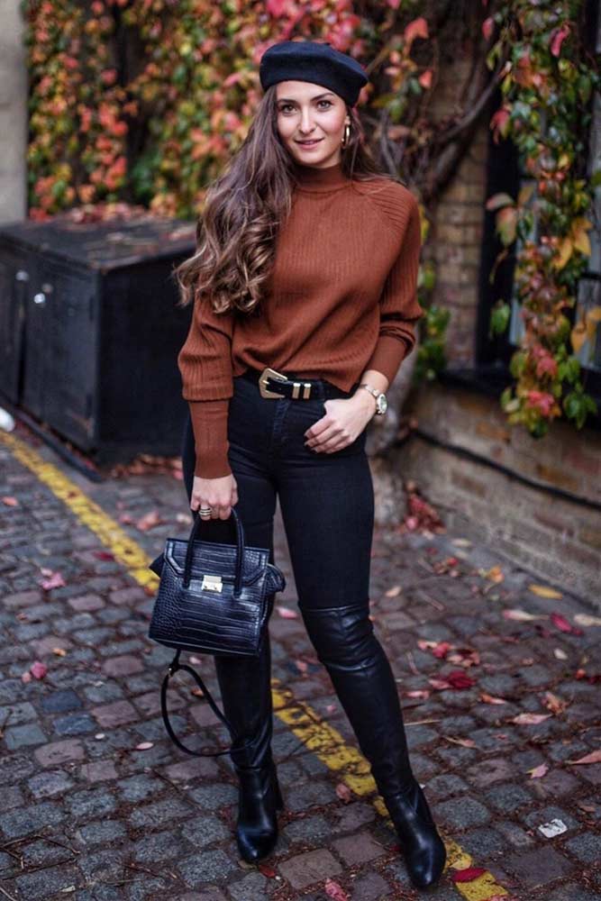 Brown Sweater With Black Jeans #blackjeans