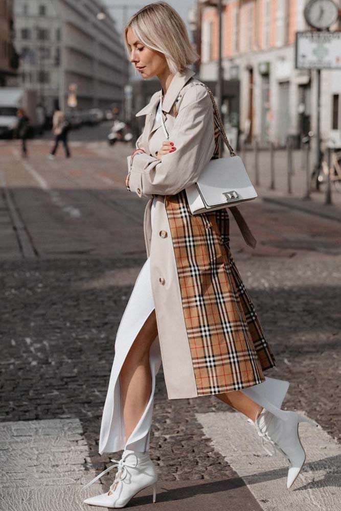 white trench coat outfit, 15 Pope's Best White 