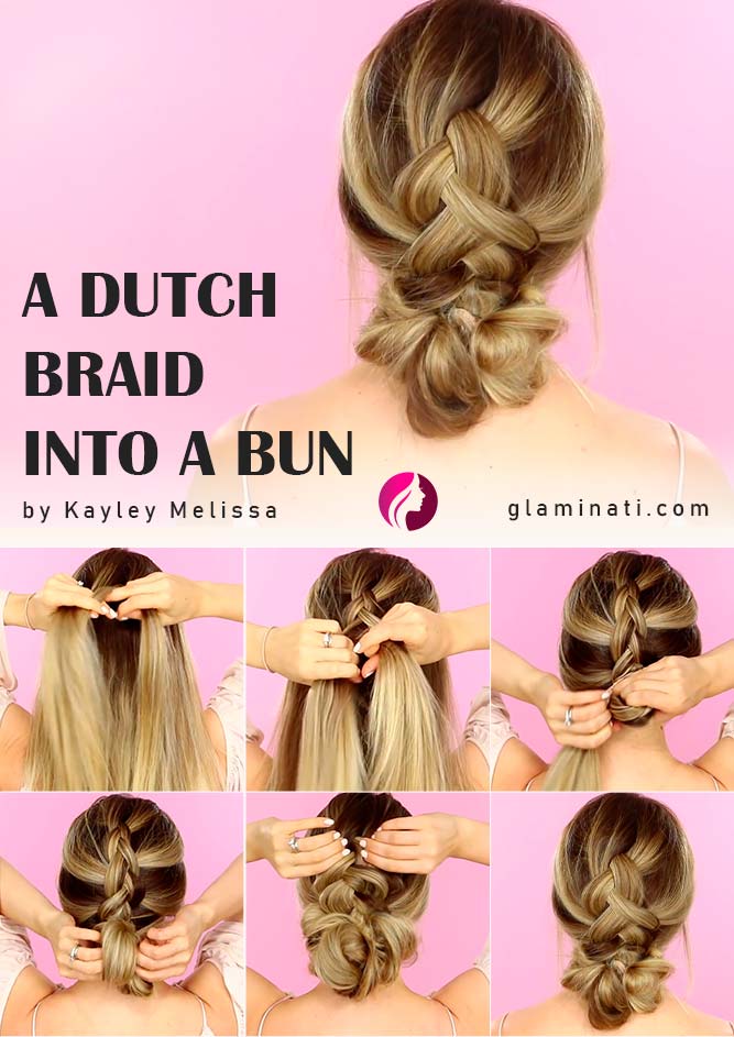 A Dutch Braid Into A Bun Tutorial #dutchbun #bunupdo