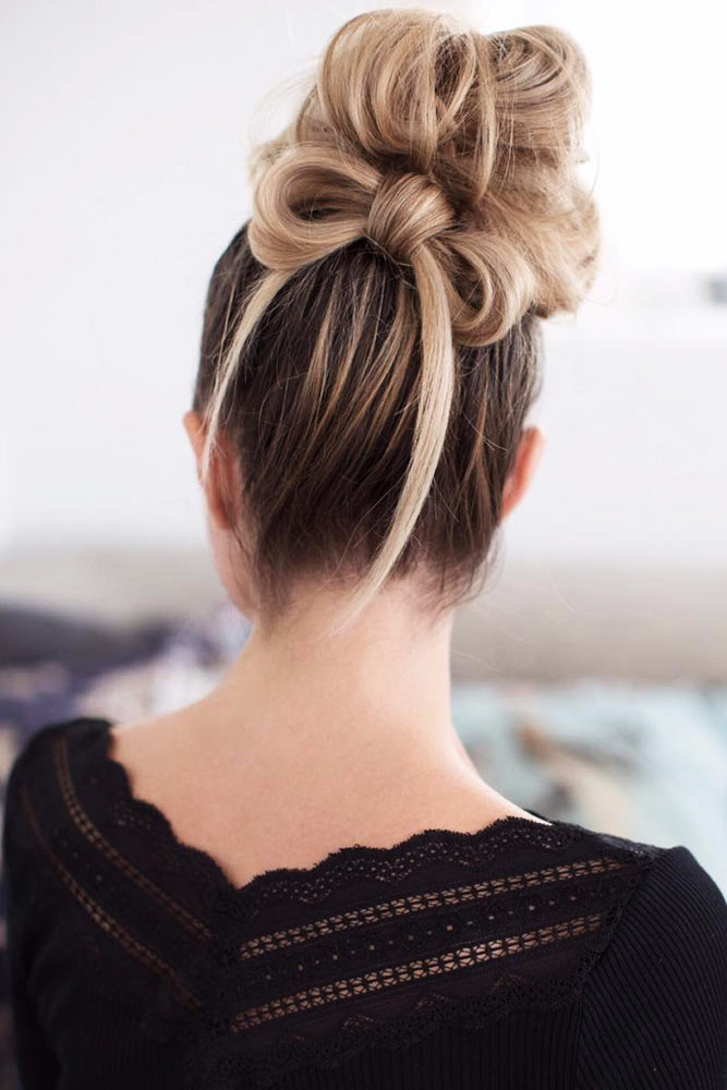 A High Bun And A Bow Idea #bun #updo