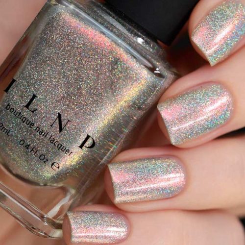 Color Kissed Ultra Holo, Rosewater #sparklynails #holonails #shortnails