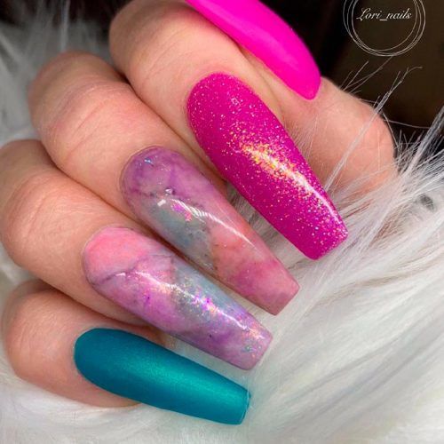 Holo Accented Nail Art #accentednails #marblenails