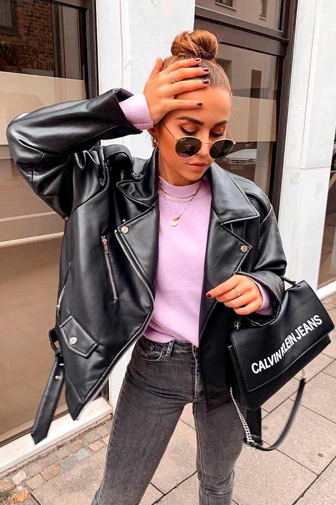 Casual leather jacket outlet outfits