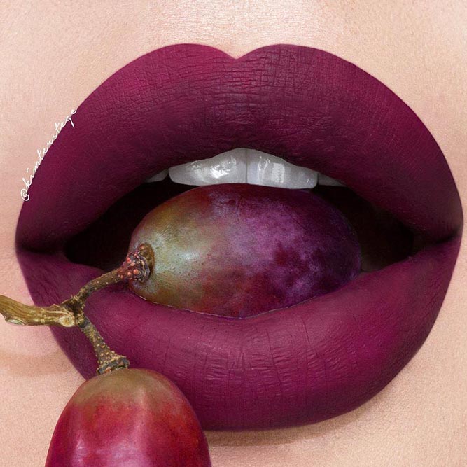 Purple Matte Lipstick For Dark Hair Color #mattelipstick