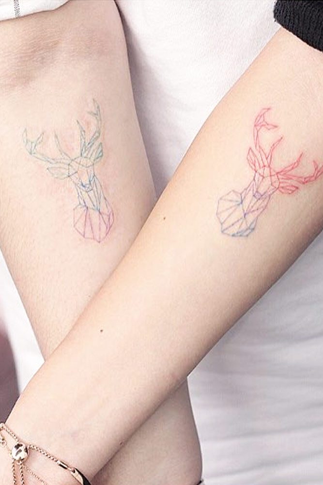 Deer Tattoo Design For Sisters #deertattoo