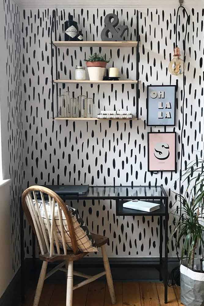 Study Room With Rustic Chair #patternwall