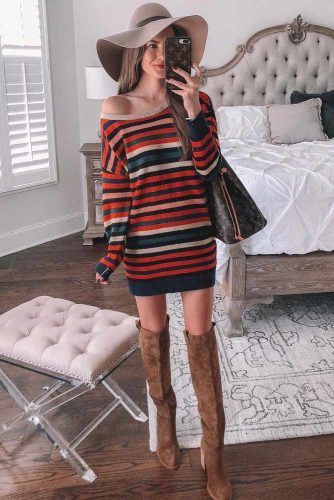 Striped Sweater Dress Design #stripeddress