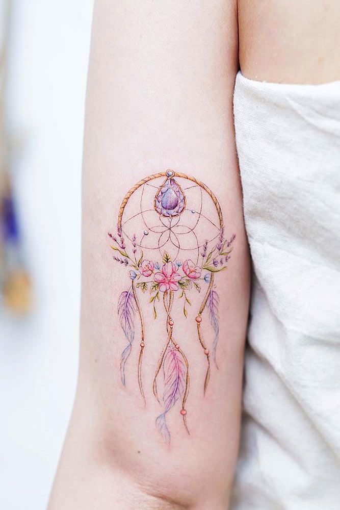 Watercolor Dream Catcher Tattoo #dreamcatchertattoo #dreamcatcher #watercolortattoo