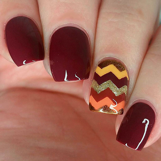 Fall Chevron Nail Art #fallnails #glitternails