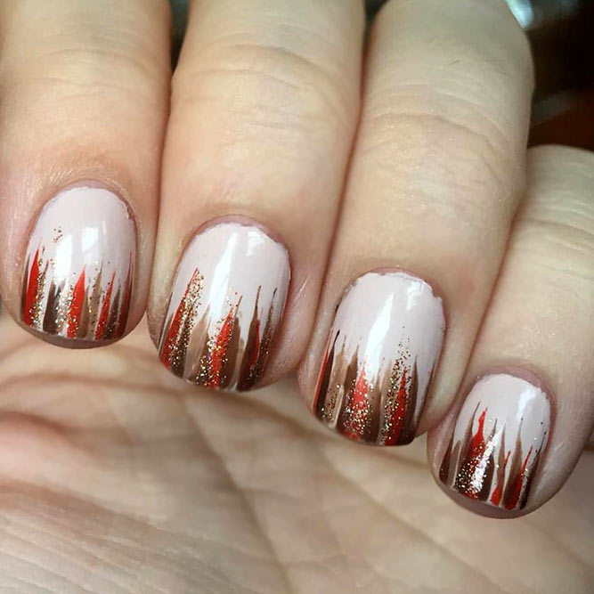 Turkey Feathers Nail Art #fallnails #shortnails #easynailart