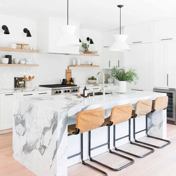 White Kitchen With A Granite Countertop #homedecor #stylishhome #contemporarykitchen
