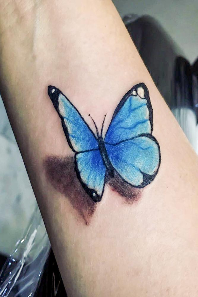 3d Butterfly Tattoo Design #3dtattoo #bluebutterflytattoo