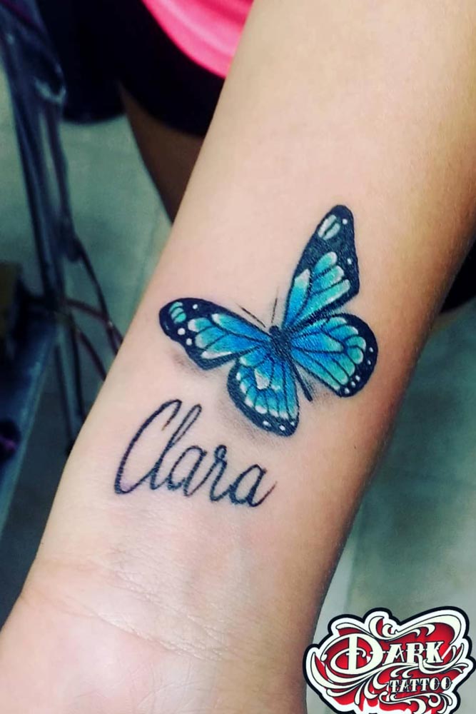 Butterfly Tattoos With Names #nametattoo #bluebutterflytattoo