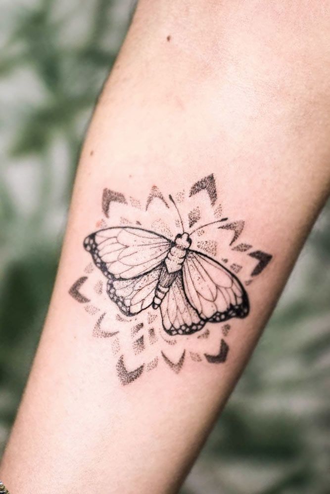 Butterfly Tattoo With Dotwork Elements #armtattoo