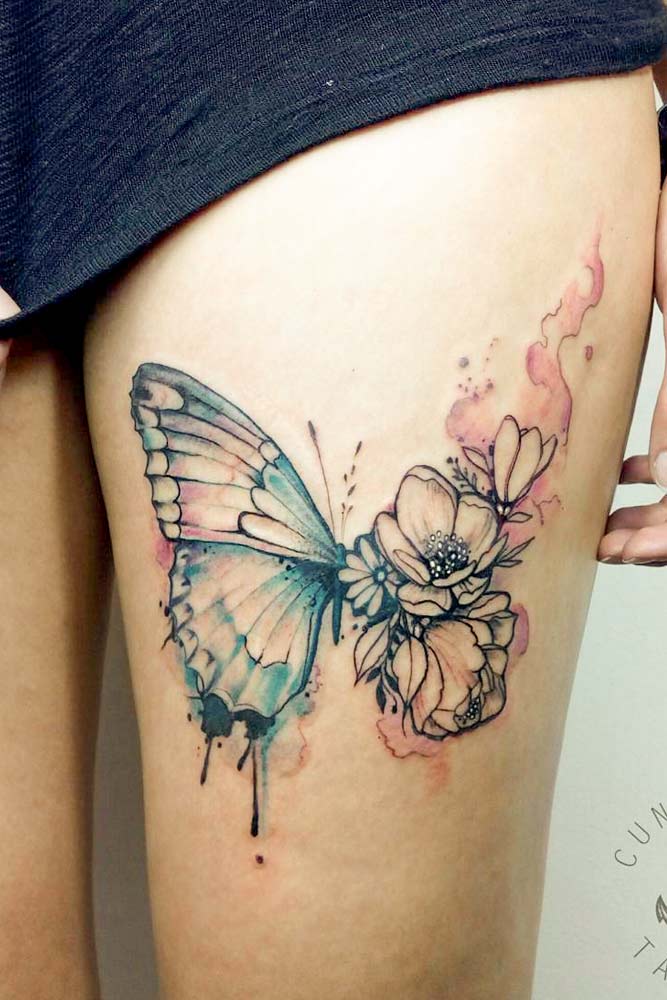 Butterfly And Flower Tattoos #flowertattoo 
