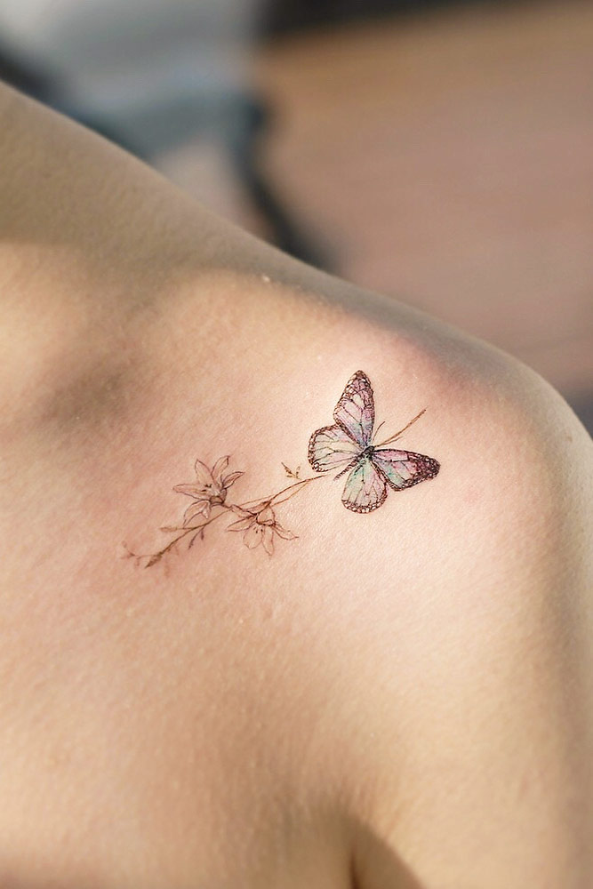 Shoulder Butterfly Tattoo #shouldertattoo