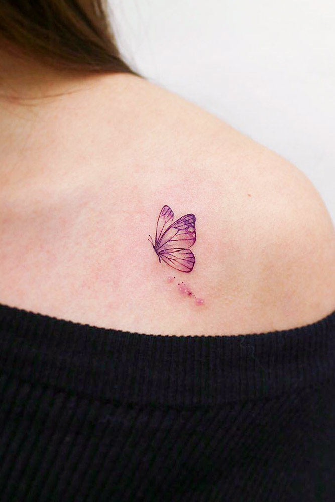 butterfly tattoo on shoulder for girls