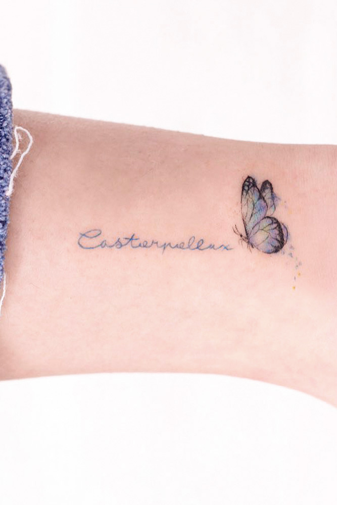 Schmetterling mit Name Tattoo  Butterfly With Name Tattoo