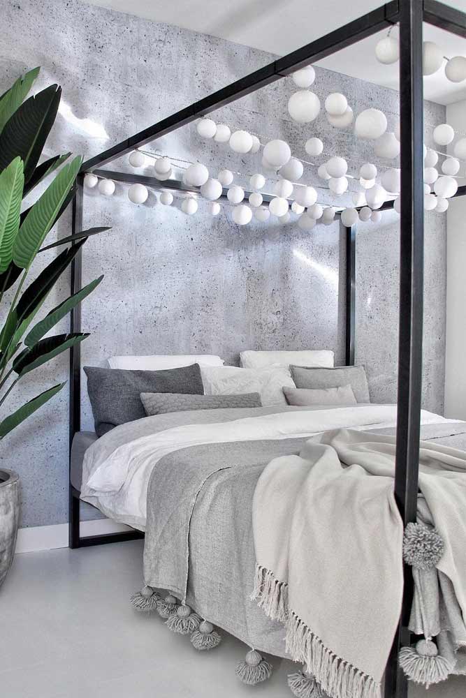 Metal Canopy Bed With Ball Lights #balllights #metalliccanopy