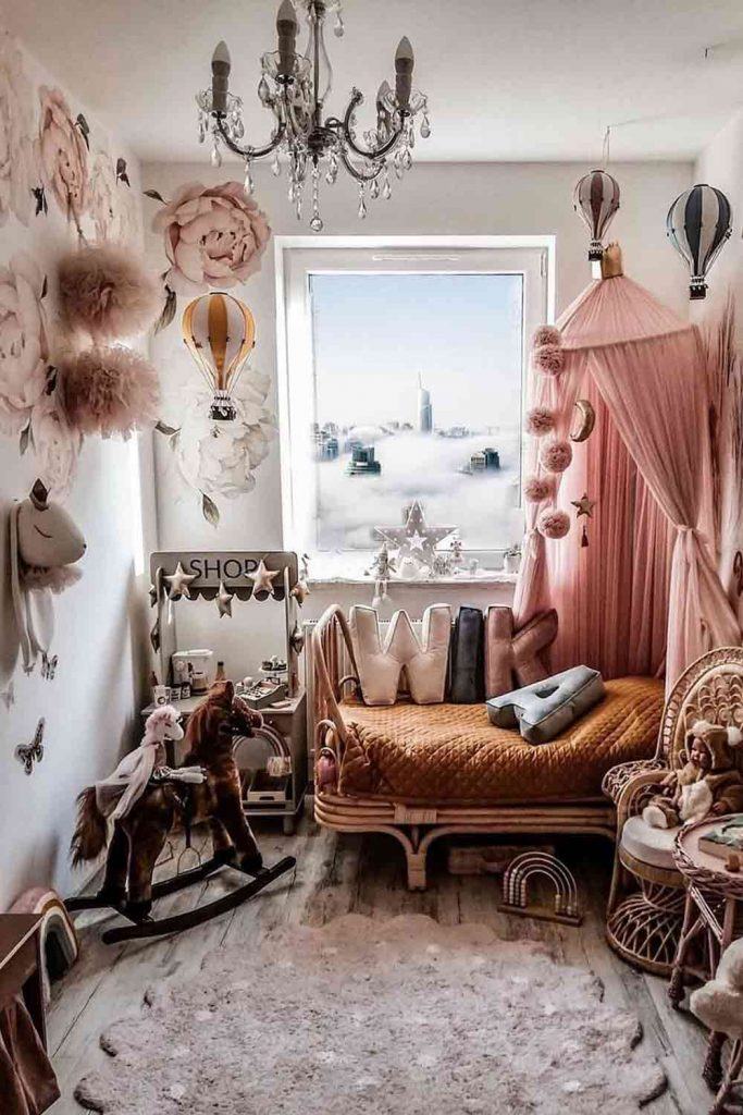 Kids Bedroom With Pink Canopy #kidsbedroom