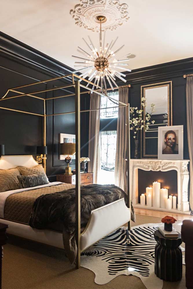 Metallic Gold Canopy Bed Design #goldcanopy #glambedroom