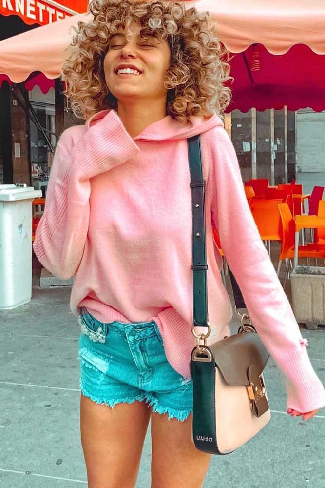 Oversized Pink Sweater With Hood #pinksweater #hood