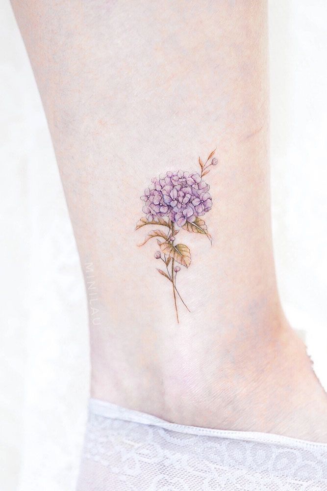 Flower and name ankle tattoo - Tattoogrid.net