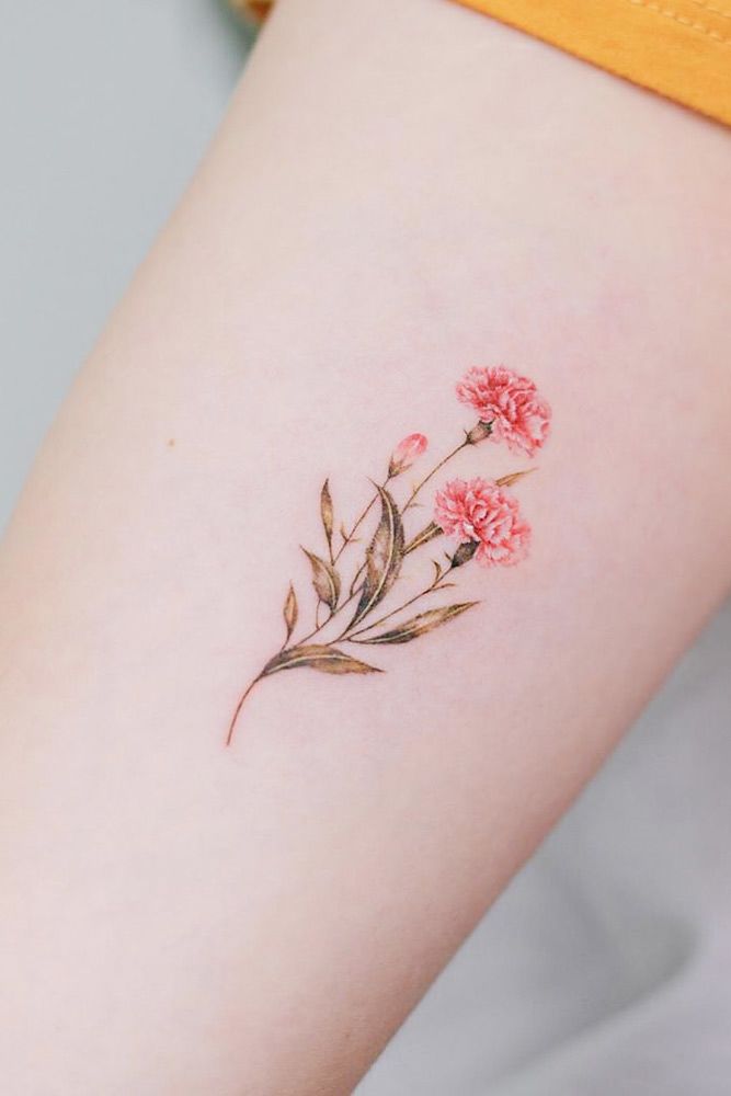 Botanical Carnation Flowers Tattoo Design – Tattoos Wizard Designs