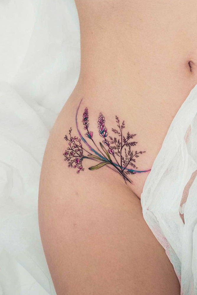 Watercolor Lavender Flowers In Delicate Place #lavendertattoo