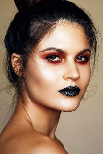 Glam Goth Makeup Ideas #glitterblack #smokey