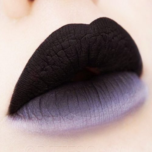 Black White Lips Ombre For Goth Makeup #ombrelips #lipsmakeup