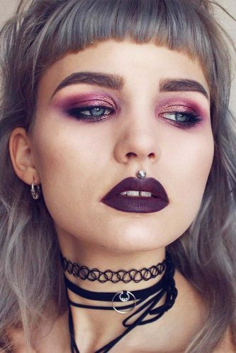 Pastel Goth Makeup Idea #pastelgoth #purplelipstick