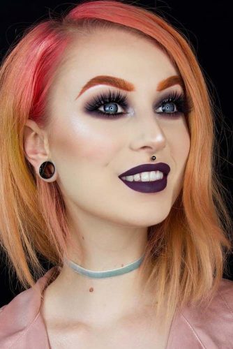 Goth Modern Makeup In Purple Color #purplesmokey #mattelipstick