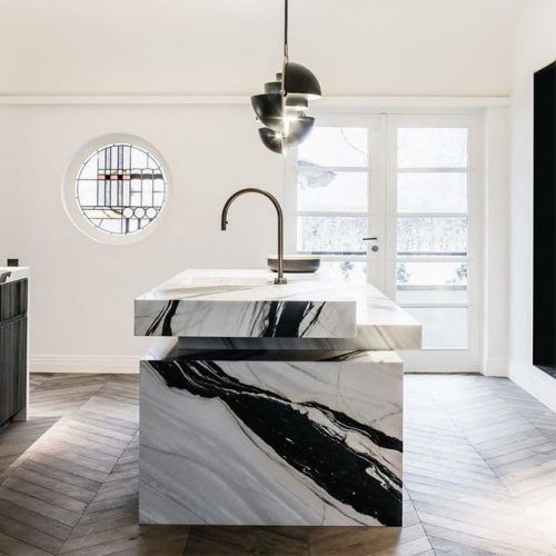 Black And White Kitchen Island #marblekitchenisland