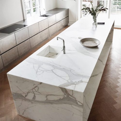 Large Marble Island With Sink #largekitchenisland