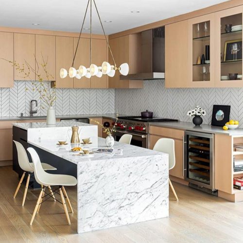 Marble Kitchen Island With Table Seating #marblekitchenisland #tableseating