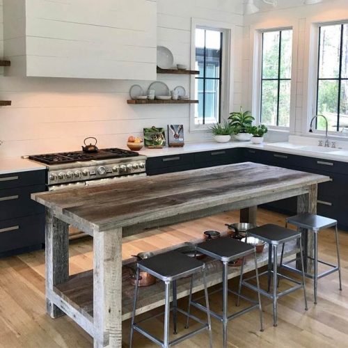 Kitchen Island Basic And Practical, Rustic Kitchen Island With Stools