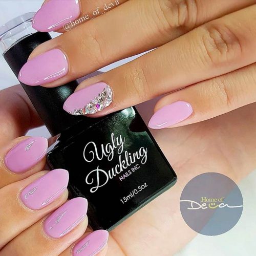 Laconic Nail Art Design With Rhinestones #simplenails #rhinestonesnails
