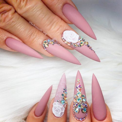 Luxury Nail Art With 3-D Flowers #longnails #mattenails #flowersnails
