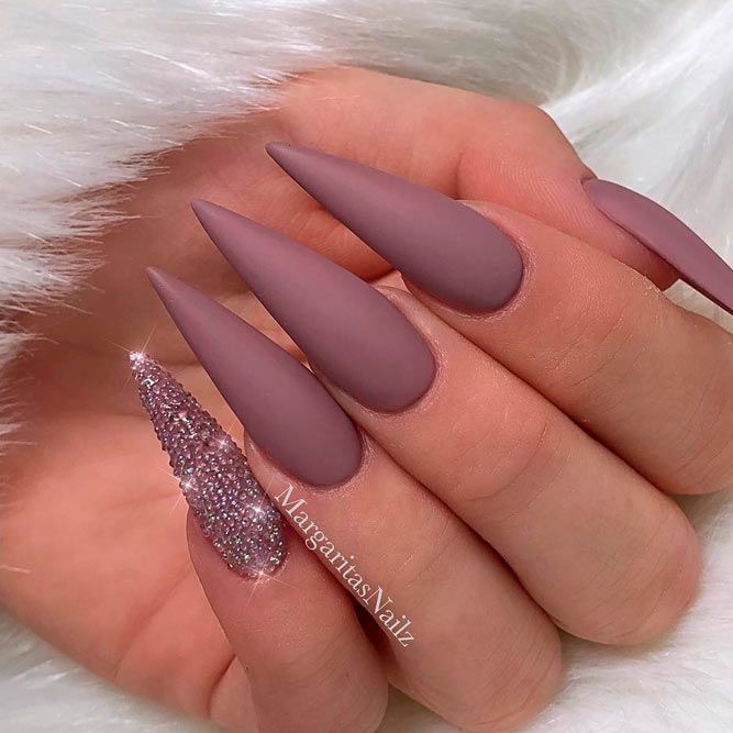 Matte Mauve Stilettos #mattenails #stilettonails