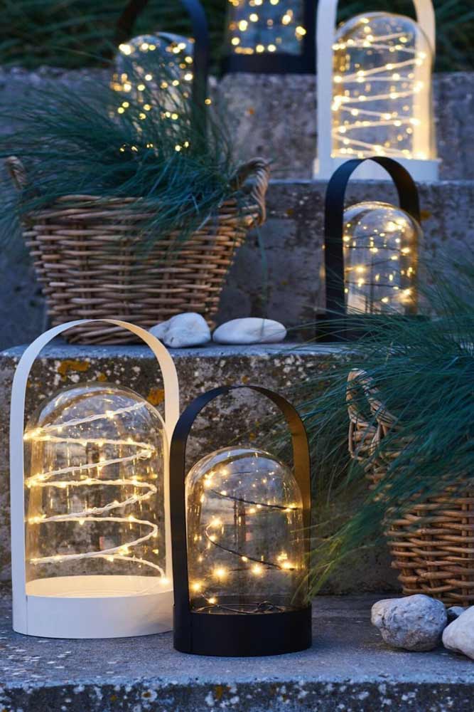 Fairy Lanterns With Pine Baskets #lanterns #ledlights