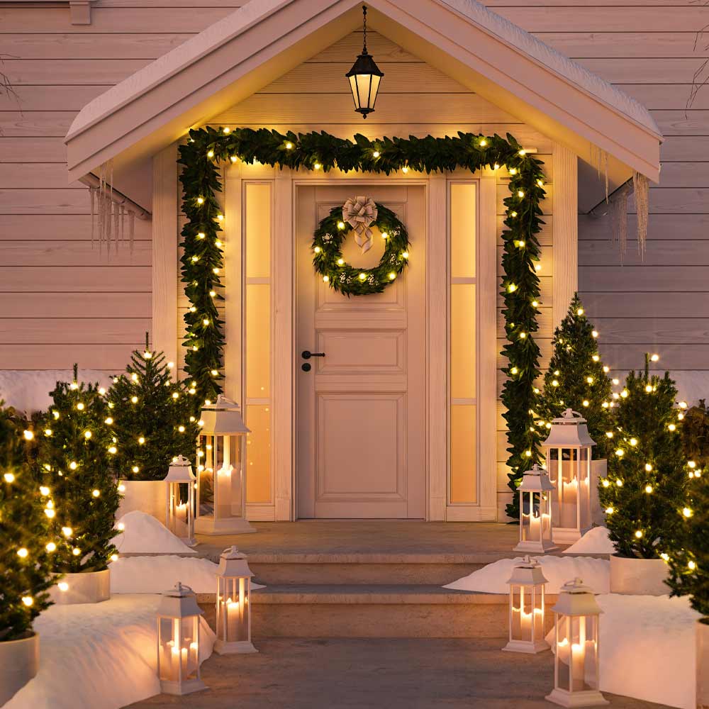 Front Porch Decoration with Garlands