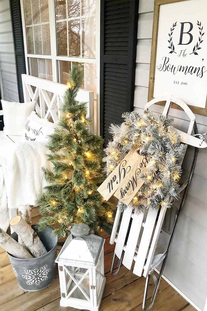 Christmas Porch Decorations In White Color