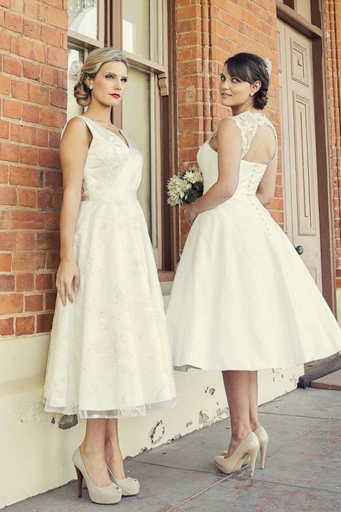 Tea-length Wedding Dresses With Open Back #openbackdress #tealength