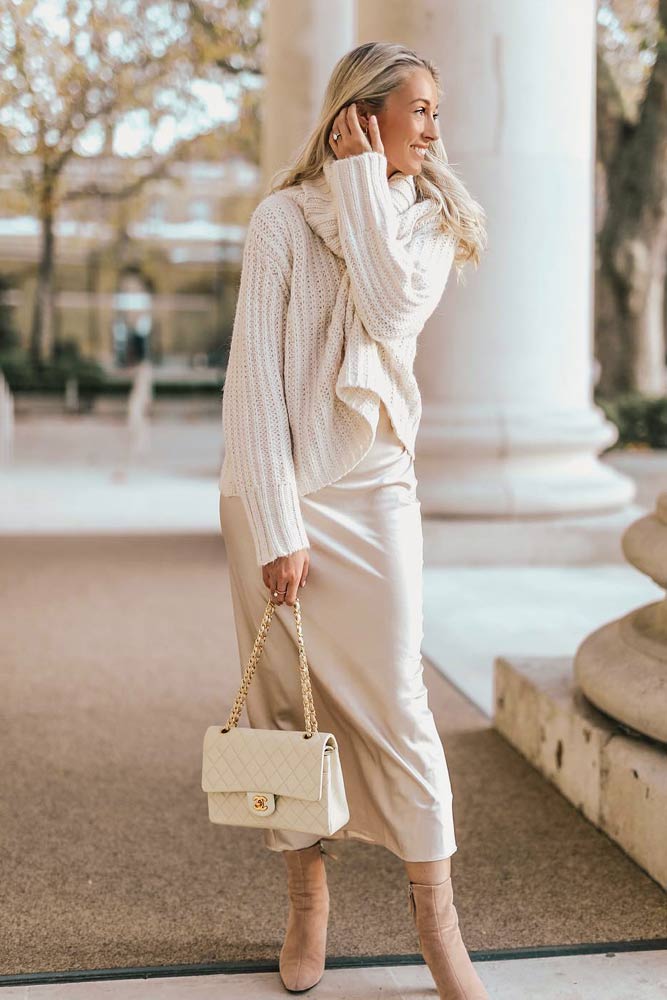 Monochromatic Look With Long Silk Dress Under #silkdress