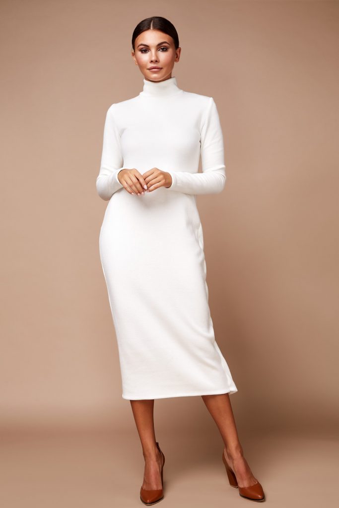 Long white cheap winter dress