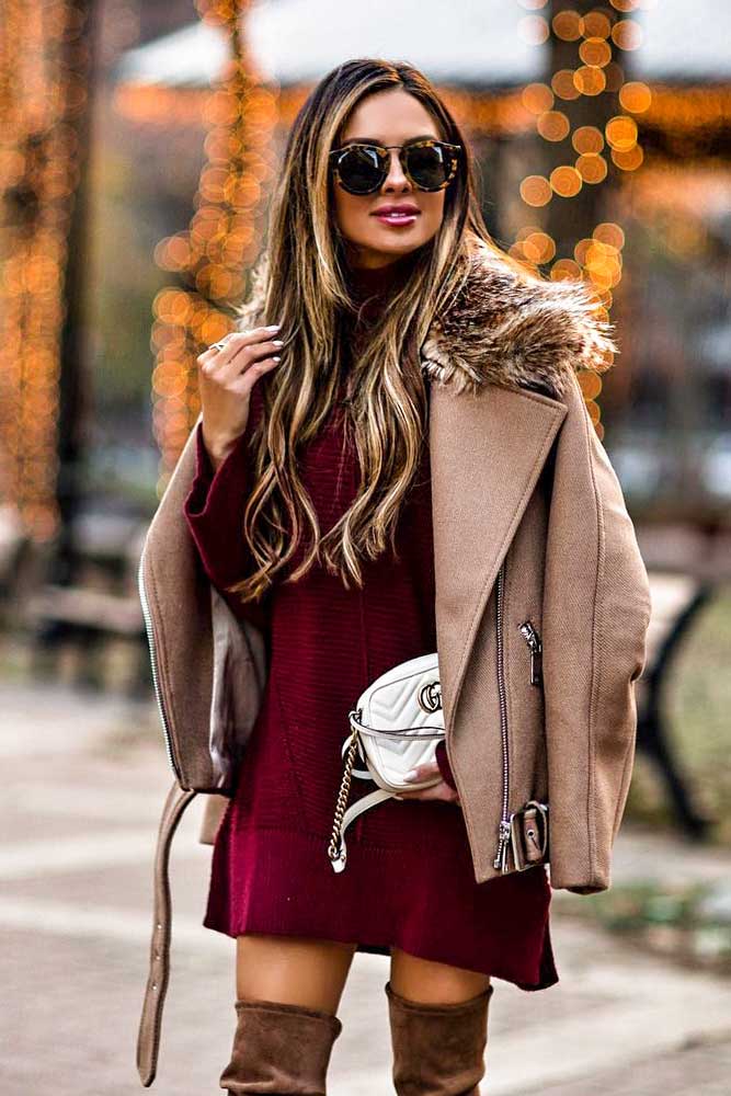 Sweater Dress With Winter Jacket #winterjacket